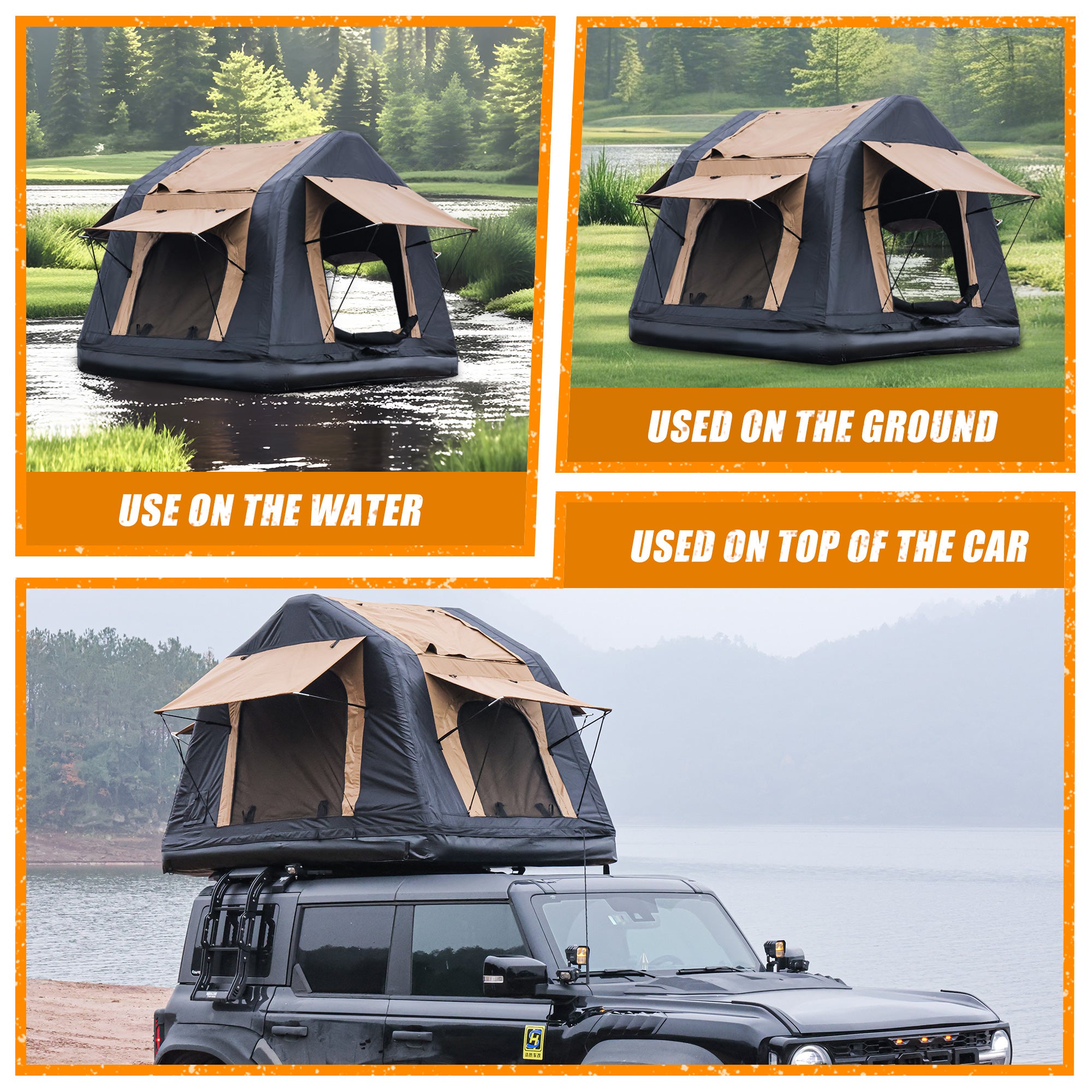 Foldable 2-3 People Amphibious Inflatable Car Roof Tent