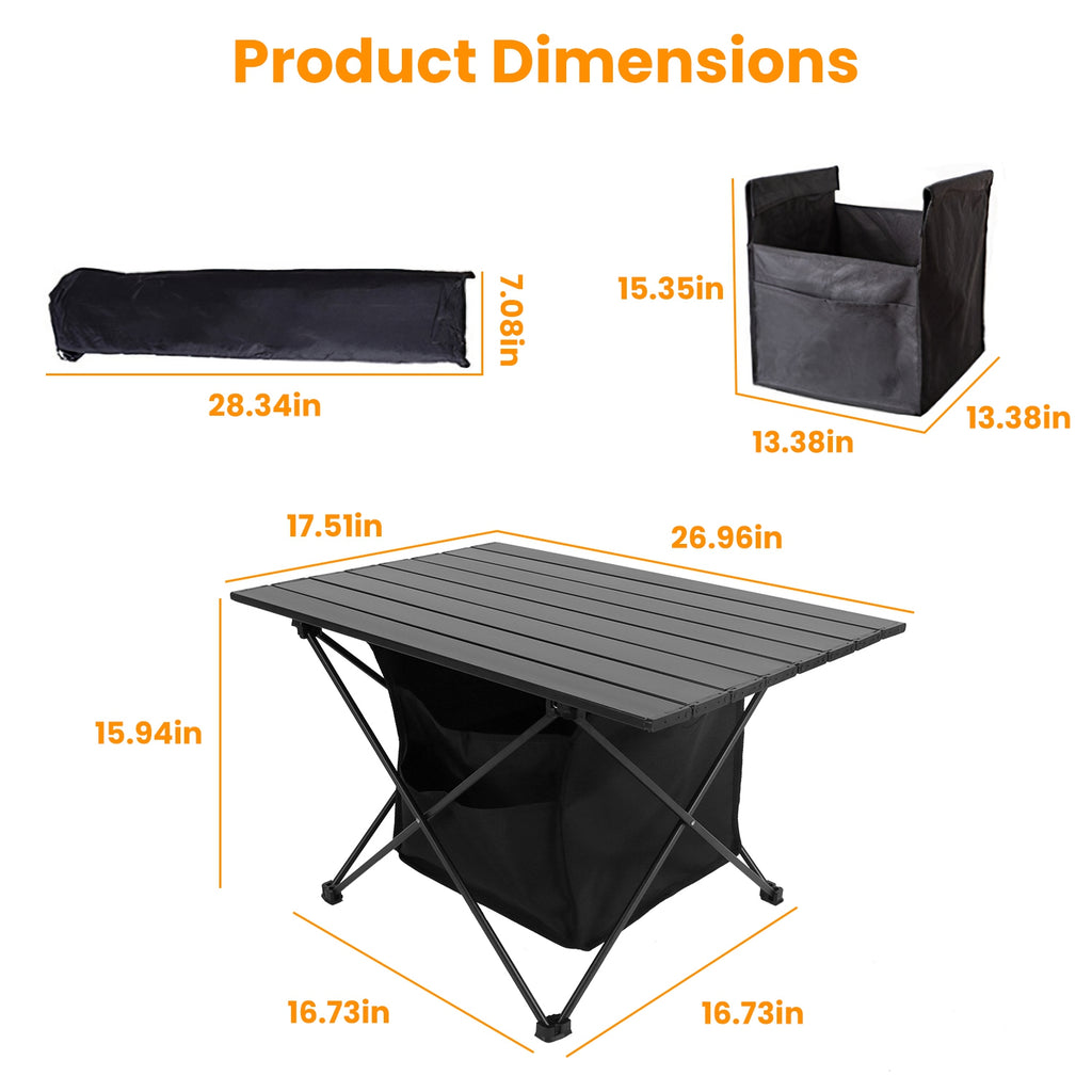 Foldable Camping Table With Storage Basket