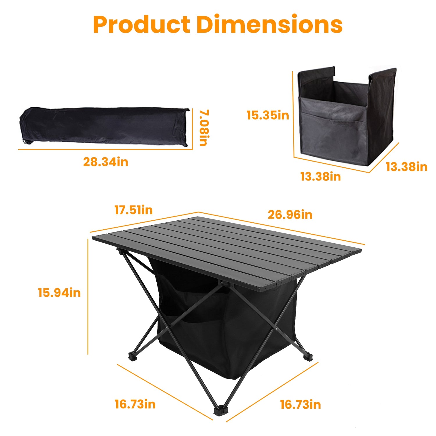 Foldable Camping Table With Storage Basket