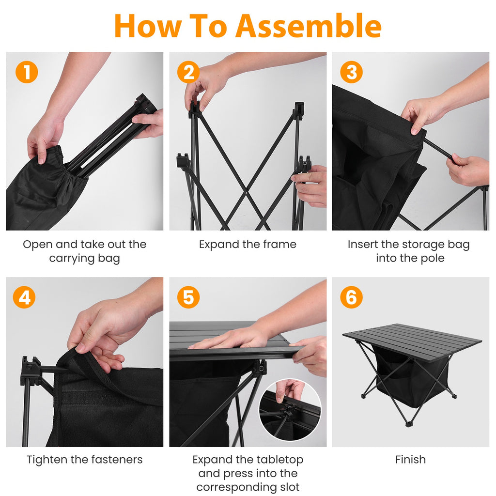 Foldable Camping Table With Storage Basket